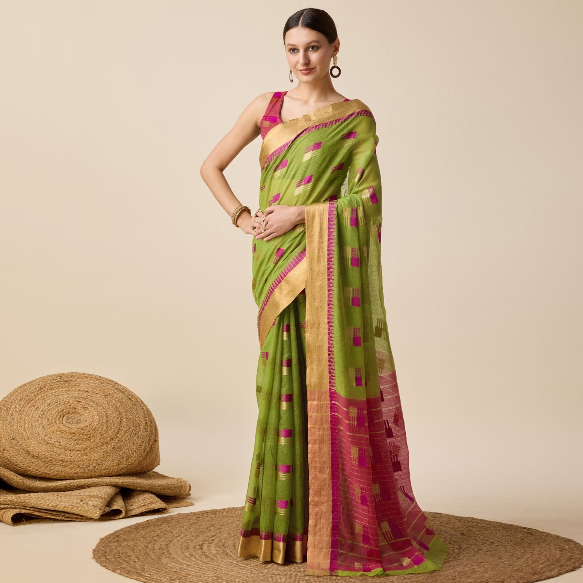 green-zari-woven-cotton-silk-saree