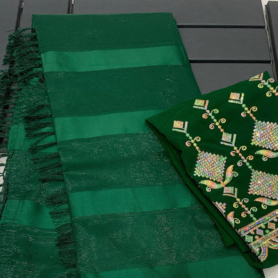 green-striped-woven-chiffon-silk-saree-with-tassels