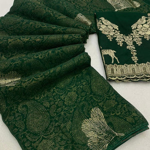 green-foil-printed-georgette-saree-6