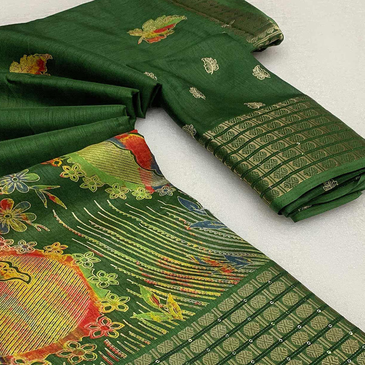 green-printed-dola-silk-saree-with-sequins-border