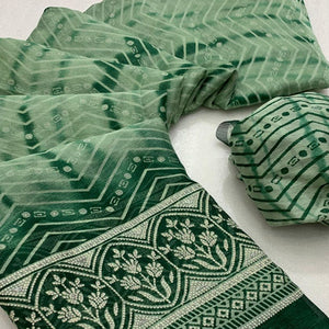 green-shibori-foil-printed-chiffon-saree