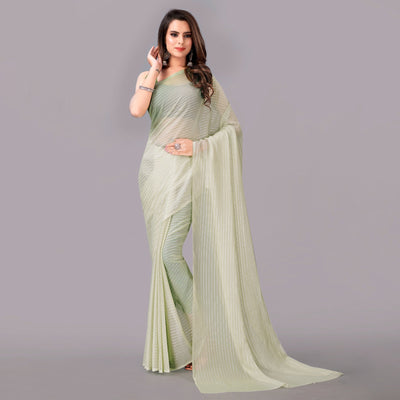 green-striped-foil-printed-georgette-saree
