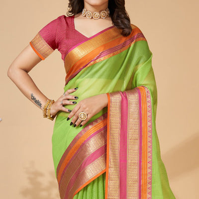 green-woven-kota-doria-saree