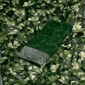 green-floral-printed-georgette-saree-with-woven-border