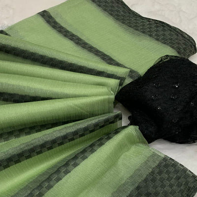 green-woven-net-saree-with-tassels