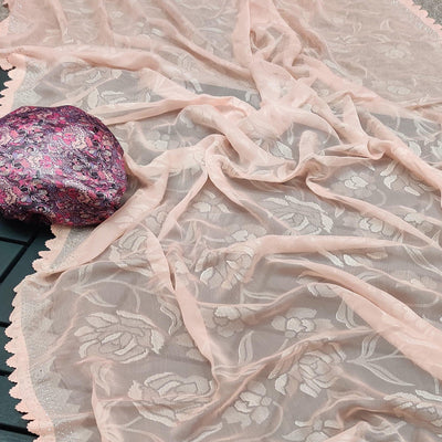 Light Peach Woven With Swarovski Work Brasso Saree