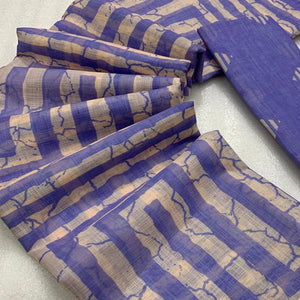 Lavender Digital Printed Linen Cotton Saree