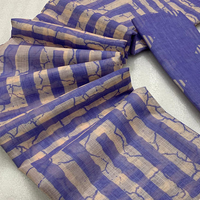 Lavender Digital Printed Linen Cotton Saree