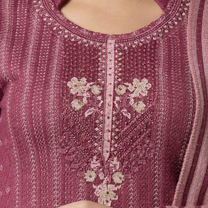 Maroon Woven Woolen Straight Salwar Suit
