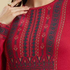 Dark Pink Woolen Straight Kurti