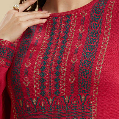 Dark Pink Woolen Straight Kurti