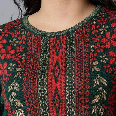 Bottle Green Woolen Straight Kurti
