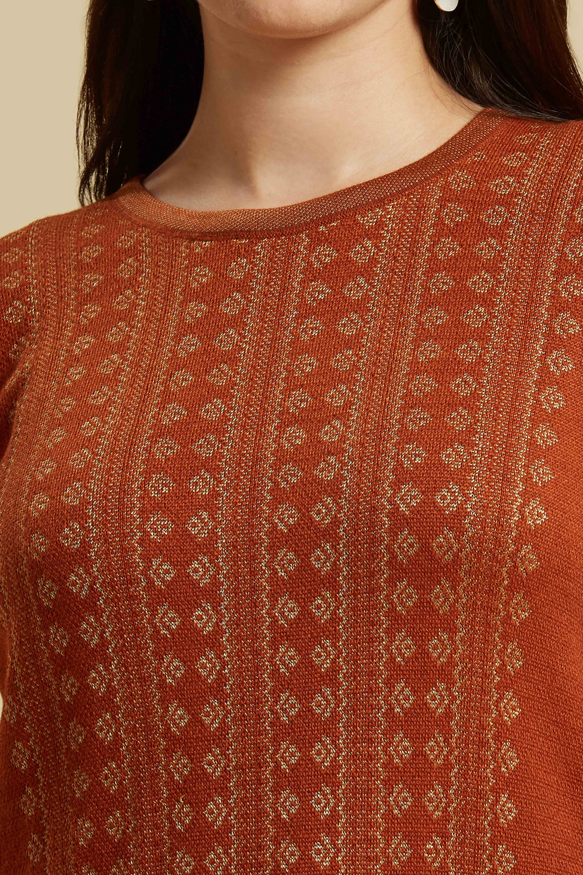 Dark Rust Woolen Straight Kurti