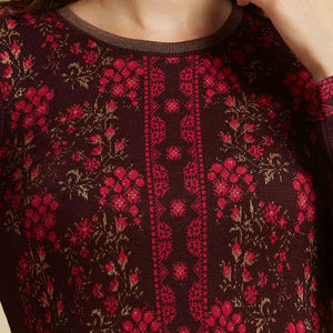 Dark Mauve Woolen Straight Kurti