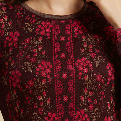 Dark Mauve Woolen Straight Kurti