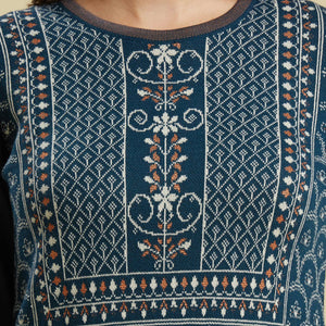 Dark Blue Woolen Straight Kurti