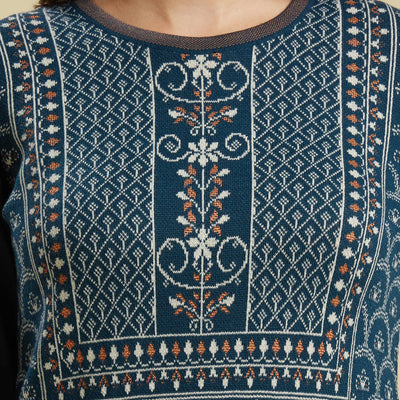 Dark Blue Woolen Straight Kurti