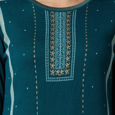Dark Teal Woolen Straight Kurti