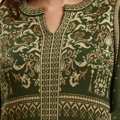 Mehandi Green Floral Woolen Salwar Suit