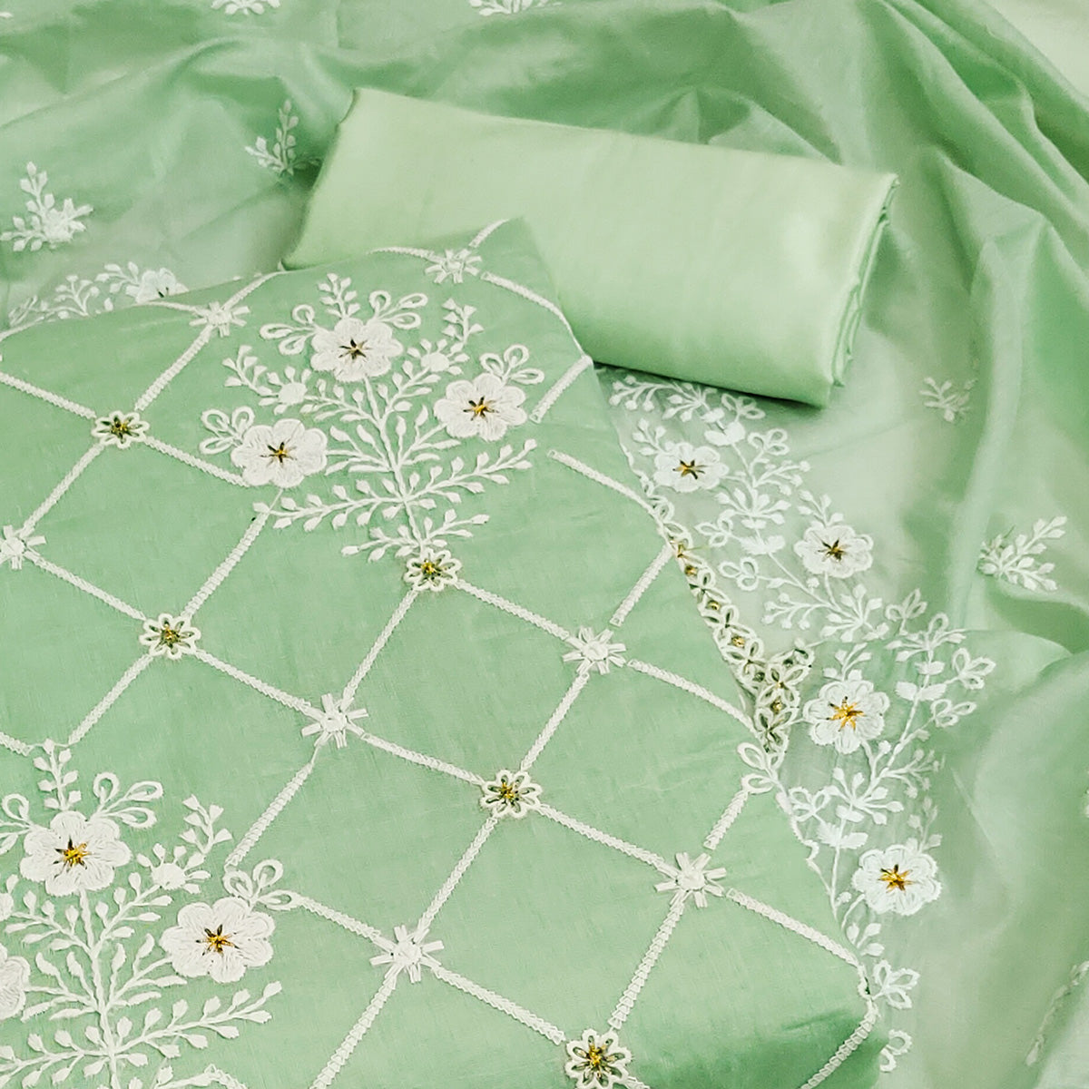 green-floral-embroidered-chanderi-cotton-dress-material