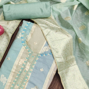 green-floral-woven-with-hand-embroidered-jacquard-dress-material-1
