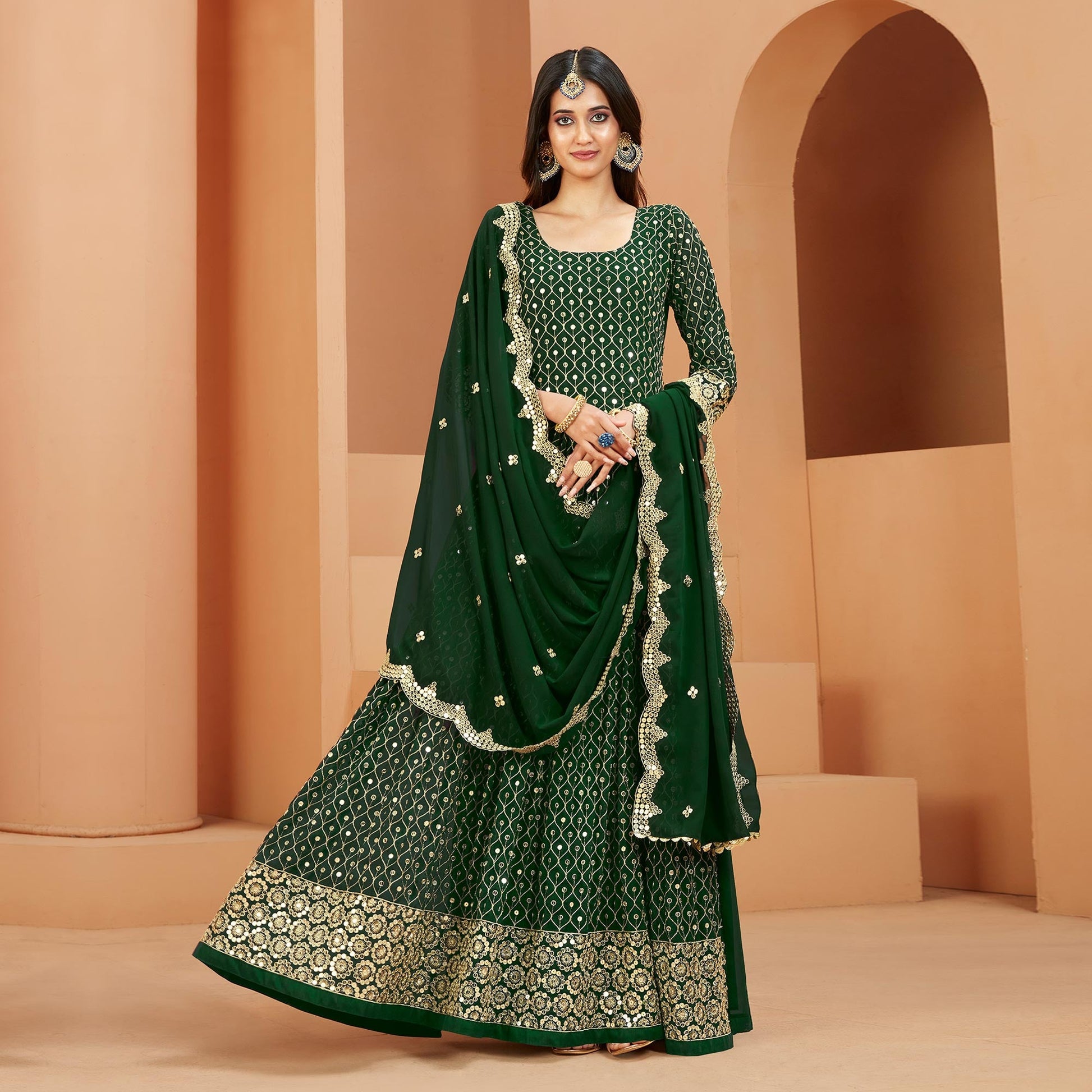 green-sequins-embroidered-georgette-semi-stitched-anarkali-suit