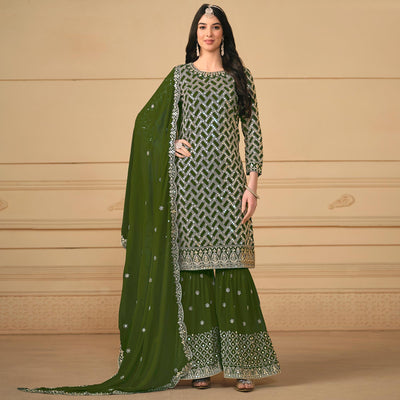 green-sequins-embroidered-georgette-semi-stitched-sharara-suit-3
