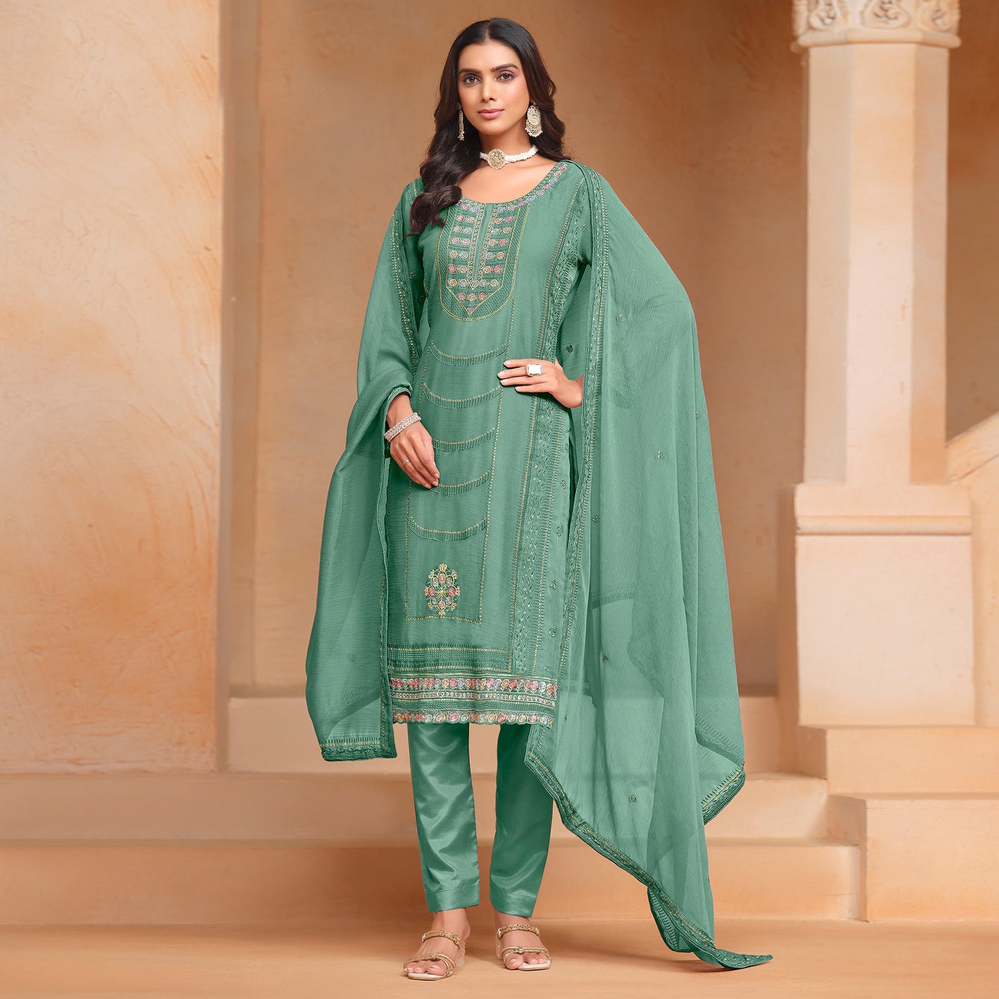 green-floral-embroidered-organza-semi-stitched-salwar-suit-4
