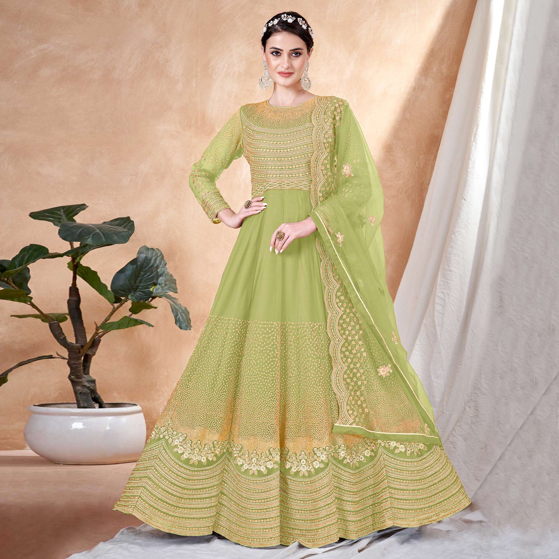 green-floral-embroidered-net-semi-stitched-anarkali-suit