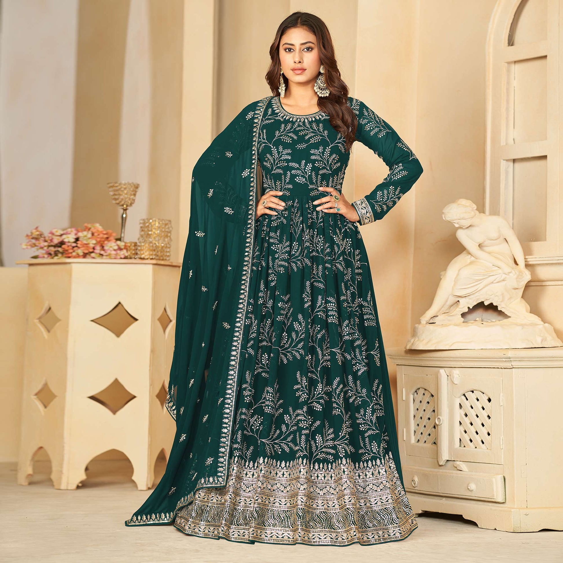 green-sequins-embroidered-georgette-anarkali-style-semi-stitched-gown