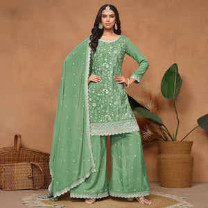 green-floral-sequins-embroidered-chinon-semi-stitched-palazzo-suit