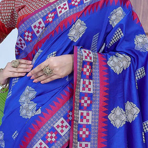 Blue Zari Weaving Cotton Silk Saree