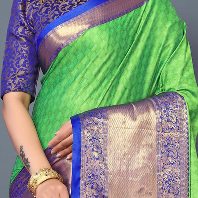 Fresh Green Zari Weaving Cotton Silk Saree