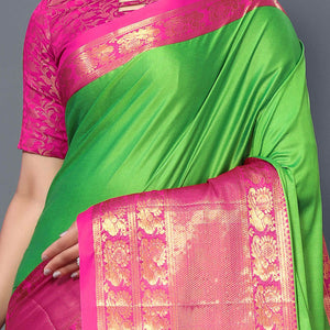 Fresh Green Zari Weaving Cotton Silk Saree