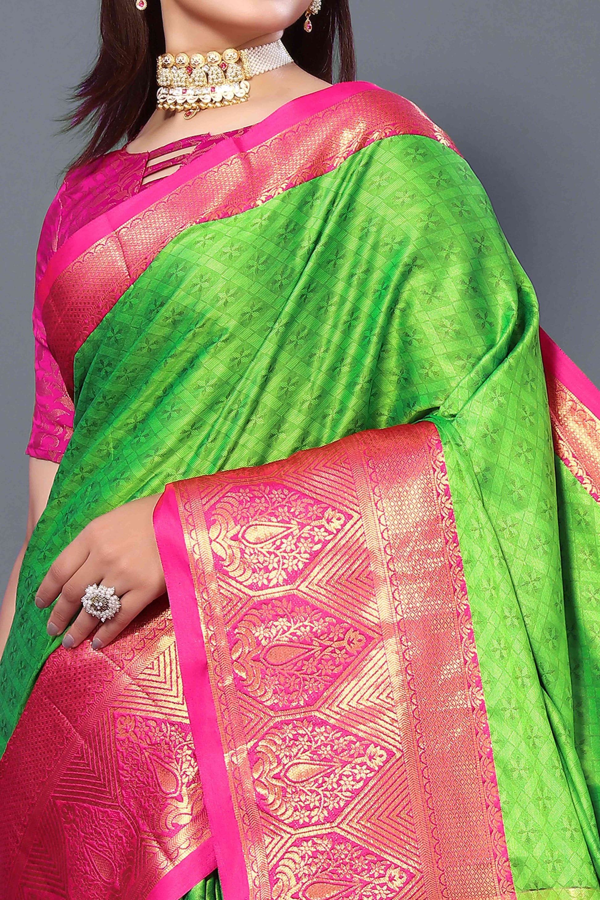 Lemon Green Zari Weaving Cotton Silk Saree