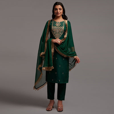 green-floral-embroidered-viscose-kurti-set