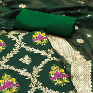 green-floral-woven-chanderi-dress-material-1