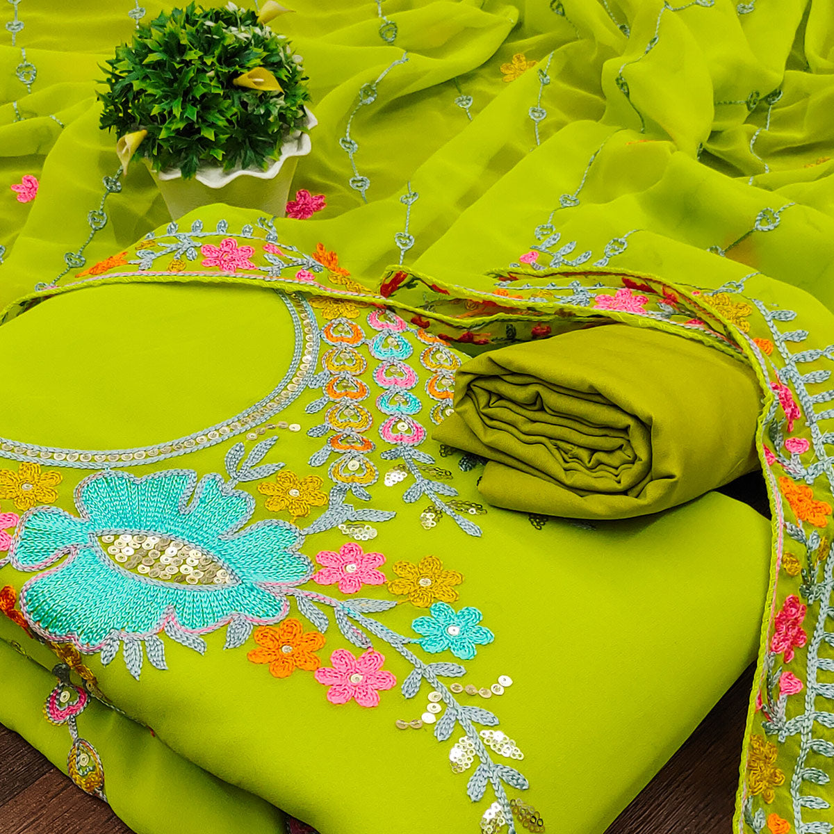 green-floral-sequins-embroidered-georgette-dress-material-2