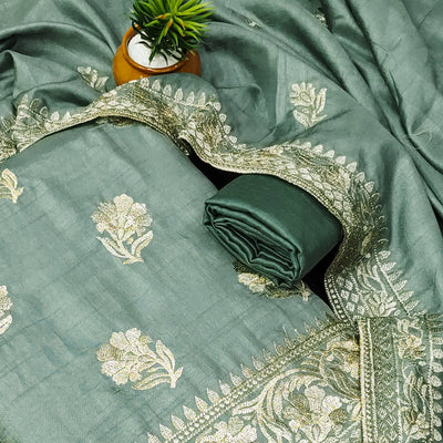 green-floral-embroidered-vichitra-silk-dress-material-5