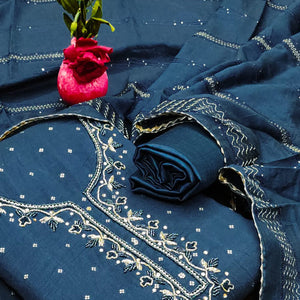 Morpich Butti With Hand Embroidered Jacquard Dress Material