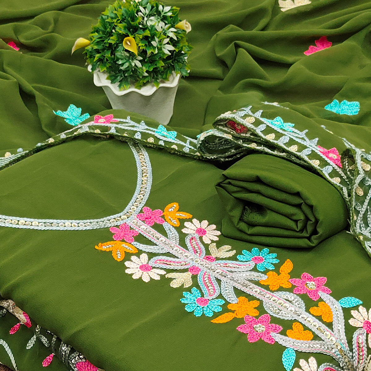 green-floral-sequins-embroidered-georgette-dress-material-3