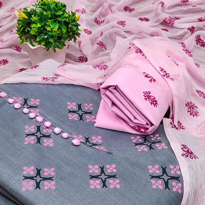grey-pink-floral-printed-cotton-blend-dress-material