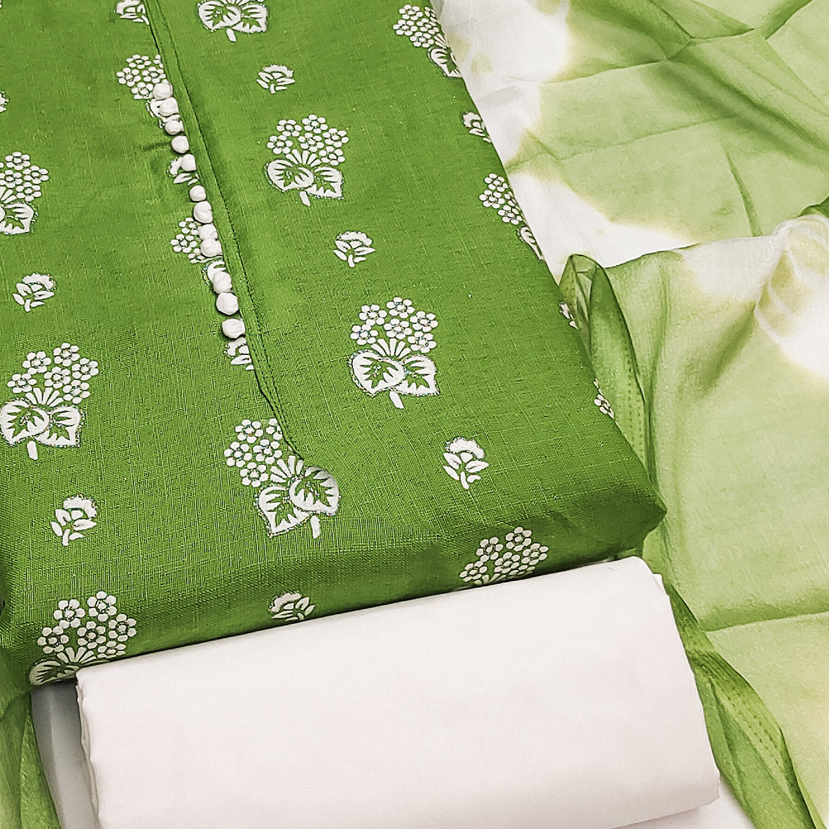 green-foil-floral-printed-cotton-blend-dress-material
