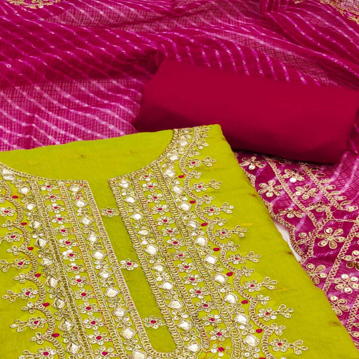 green-woven-with-sequins-embroidered-chanderi-dress-material-1