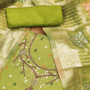 green-woven-with-handwork-simmer-jacquard-dress-material