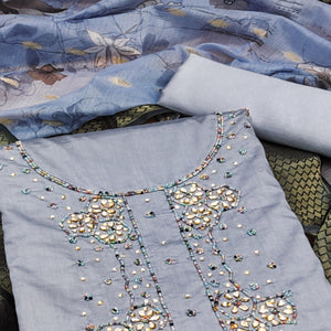 grey-floral-handwork-cotton-silk-dress-material