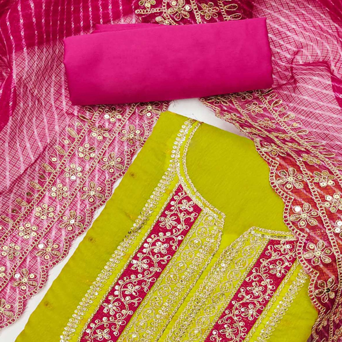 green-woven-with-sequins-embroidery-chanderi-dress-material