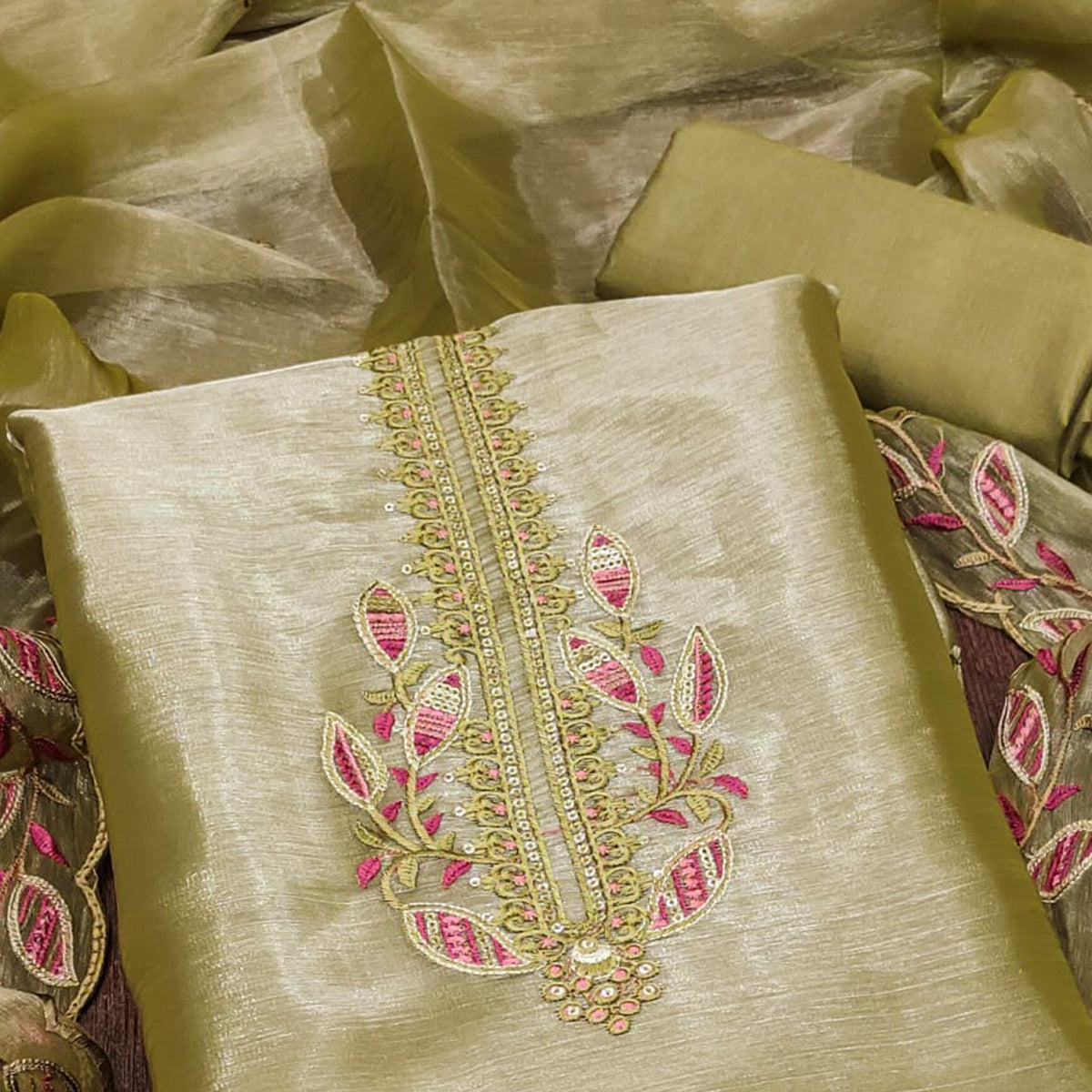 green-floral-sequins-embroidered-burberry-zoya-silk-dress-material