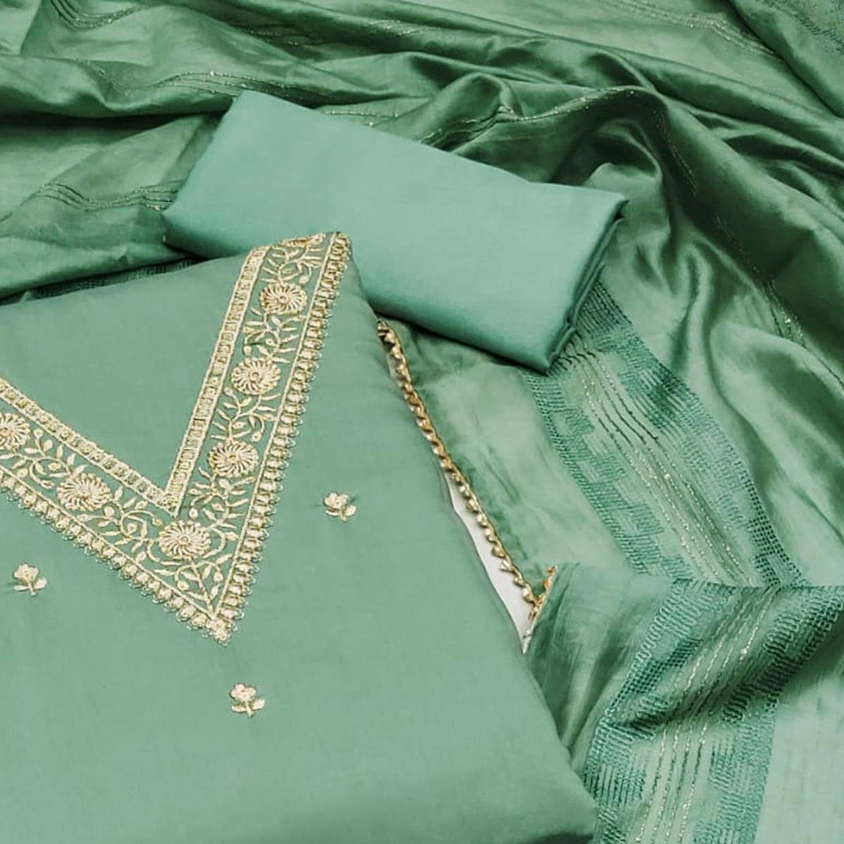 green-floral-embroidered-art-silk-dress-material