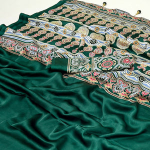green-ajrakh-printed-crepe-satin-saree-with-tassels